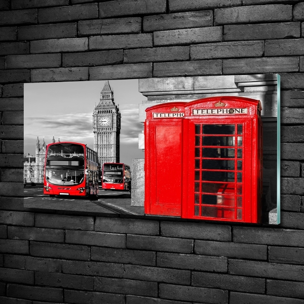 Glass art print Red buses