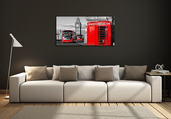 Glass art print Red buses