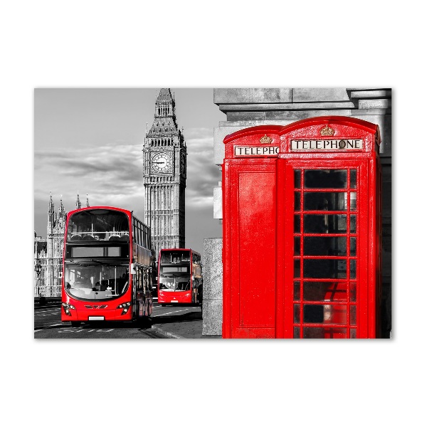 Glass art print Red buses