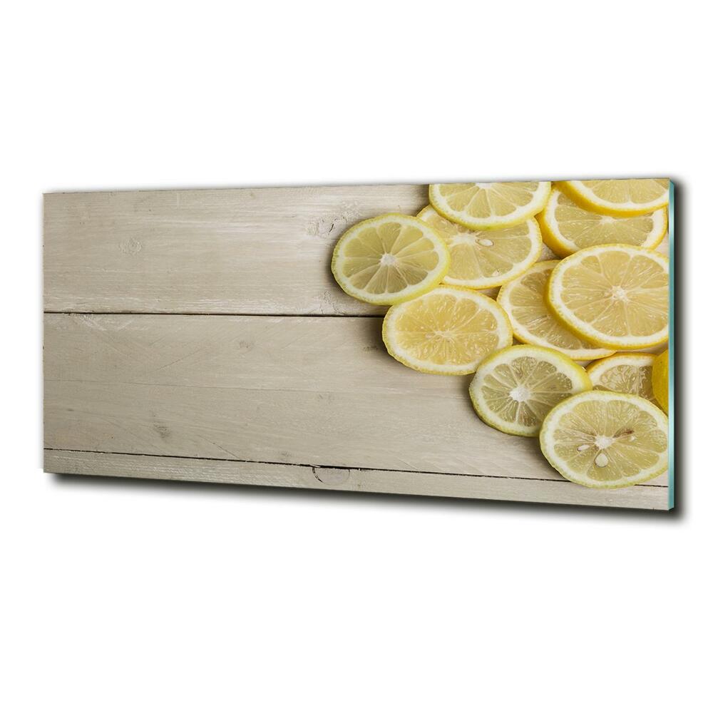 Glass wall art large Lemons wood