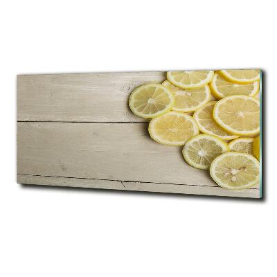 Glass wall art large Lemons wood