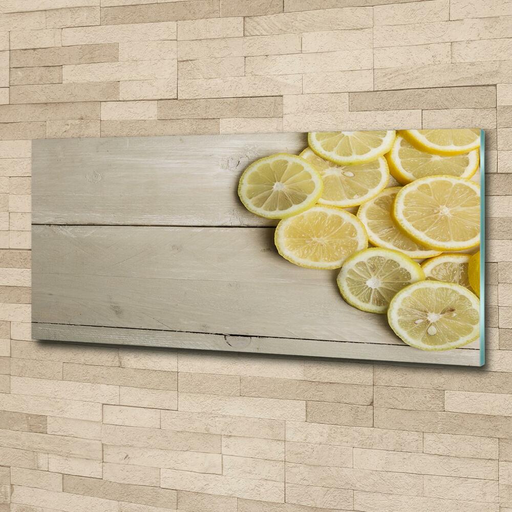 Glass wall art large Lemons wood