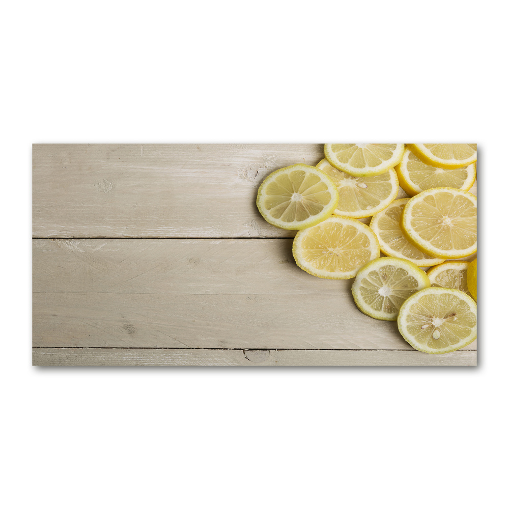 Glass wall art large Lemons wood