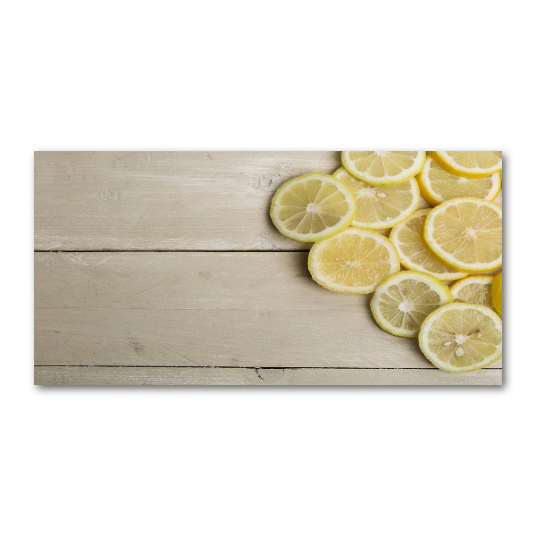 Glass wall art large Lemons wood