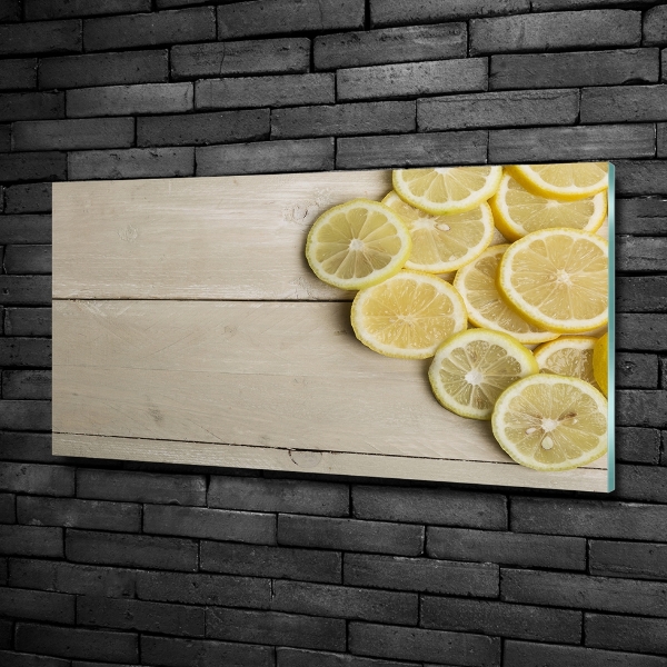 Glass wall art large Lemons wood