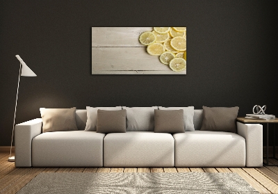 Glass wall art large Lemons wood