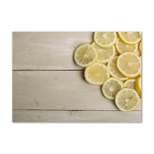 Glass wall art large Lemons wood