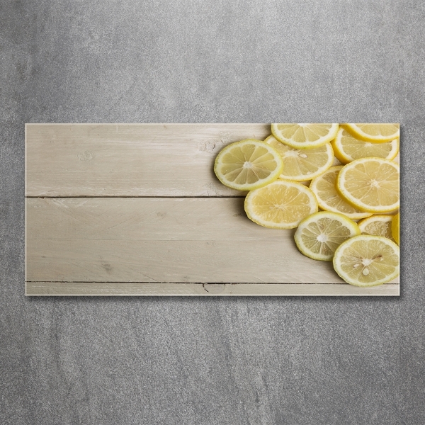 Glass wall art large Lemons wood