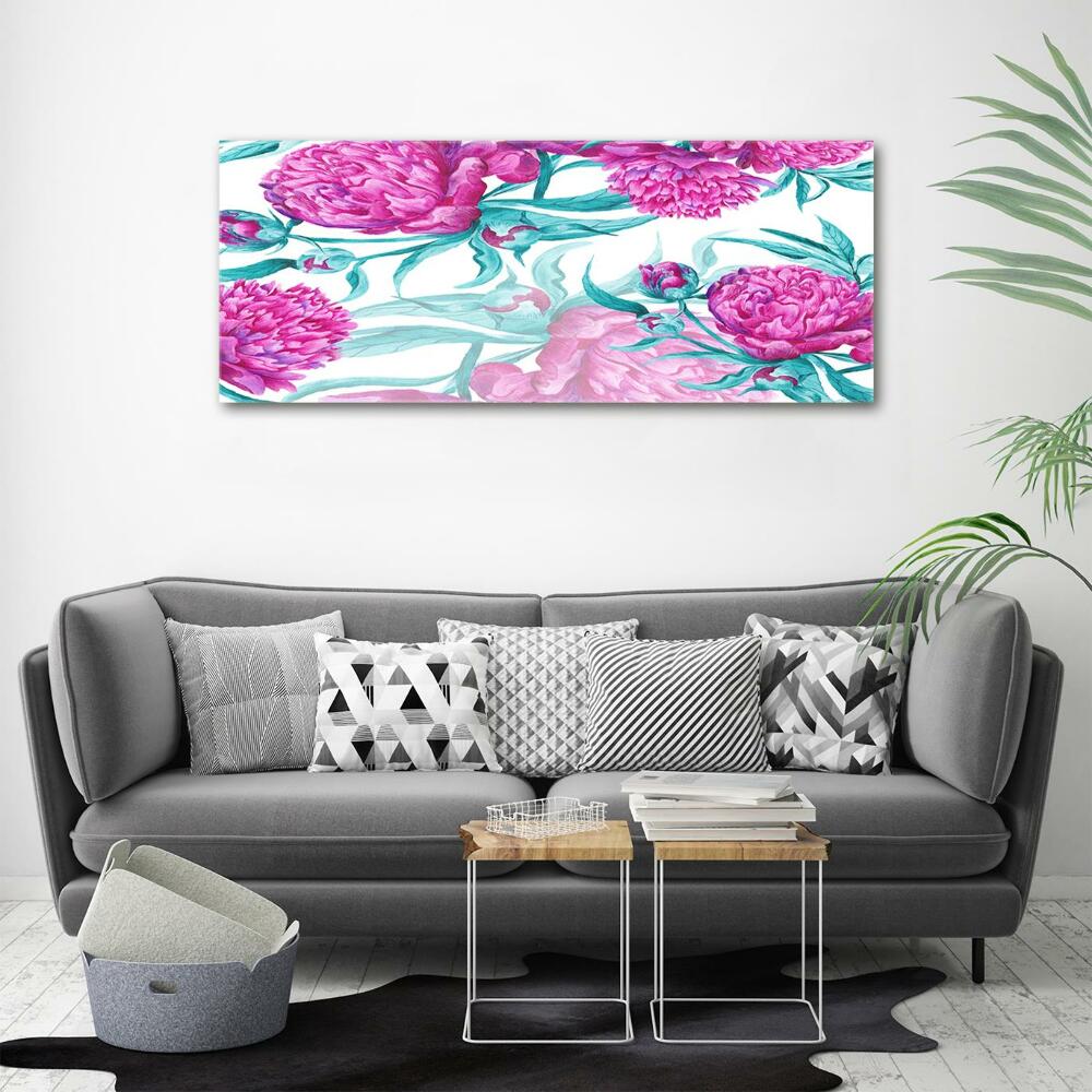 Glass art picture Pink peonies