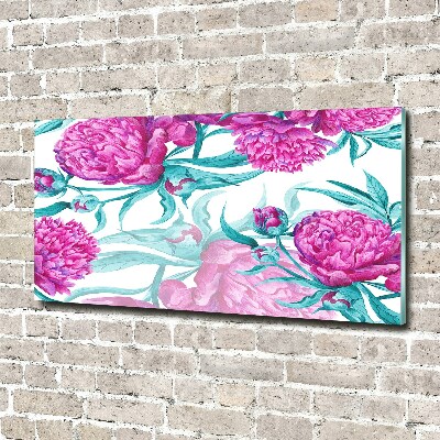 Glass art picture Pink peonies