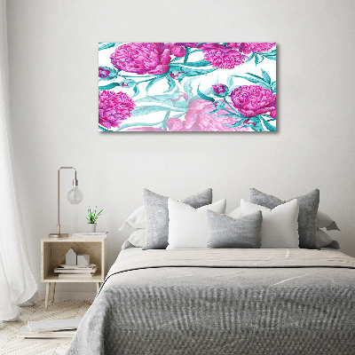 Glass art picture Pink peonies