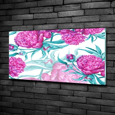 Glass art picture Pink peonies