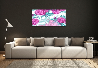 Glass art picture Pink peonies