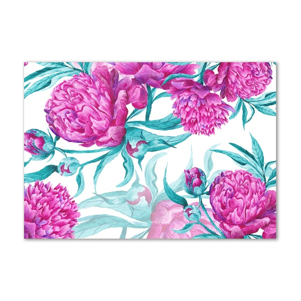 Glass art picture Pink peonies