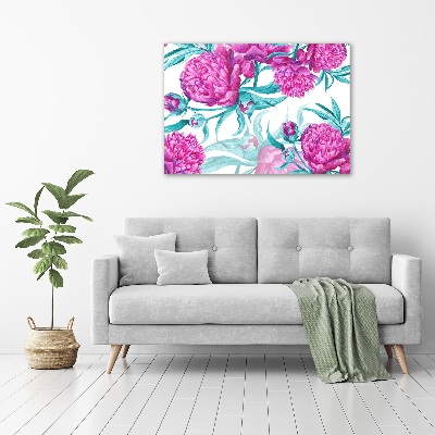 Glass art picture Pink peonies