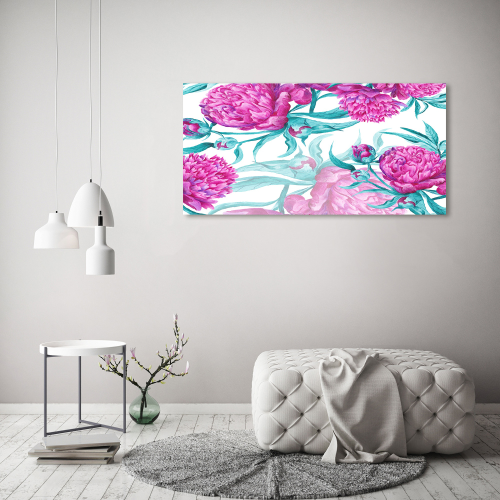 Glass art picture Pink peonies