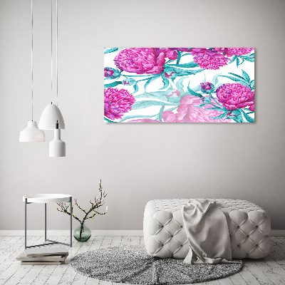 Glass art picture Pink peonies