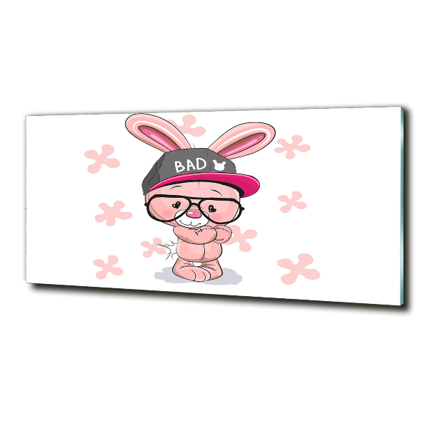 Glass picture wall art Rabbit in a hat