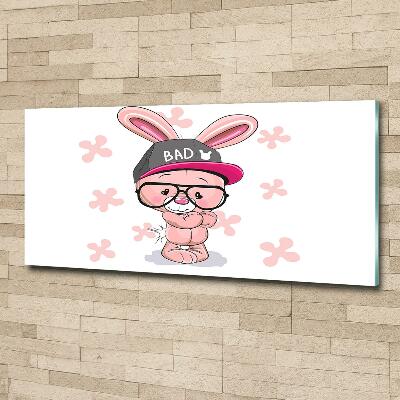 Glass picture wall art Rabbit in a hat