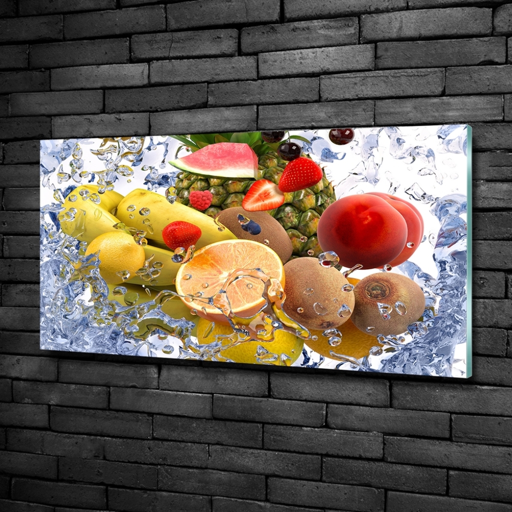 Glass wall art large Fruit and water