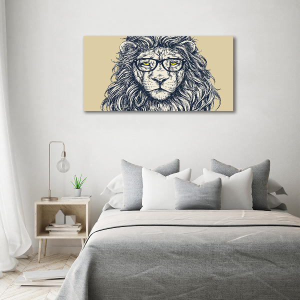 Glass art print Hipster lion