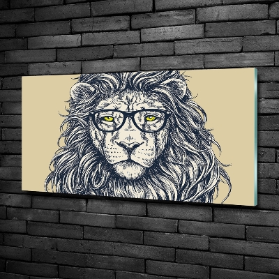 Glass art print Hipster lion