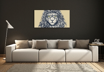 Glass art print Hipster lion