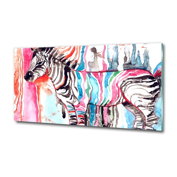 Wall art on glass Colorful zebra