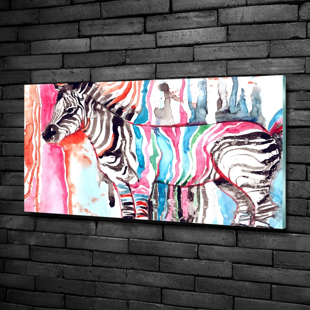 Wall art on glass Colorful zebra