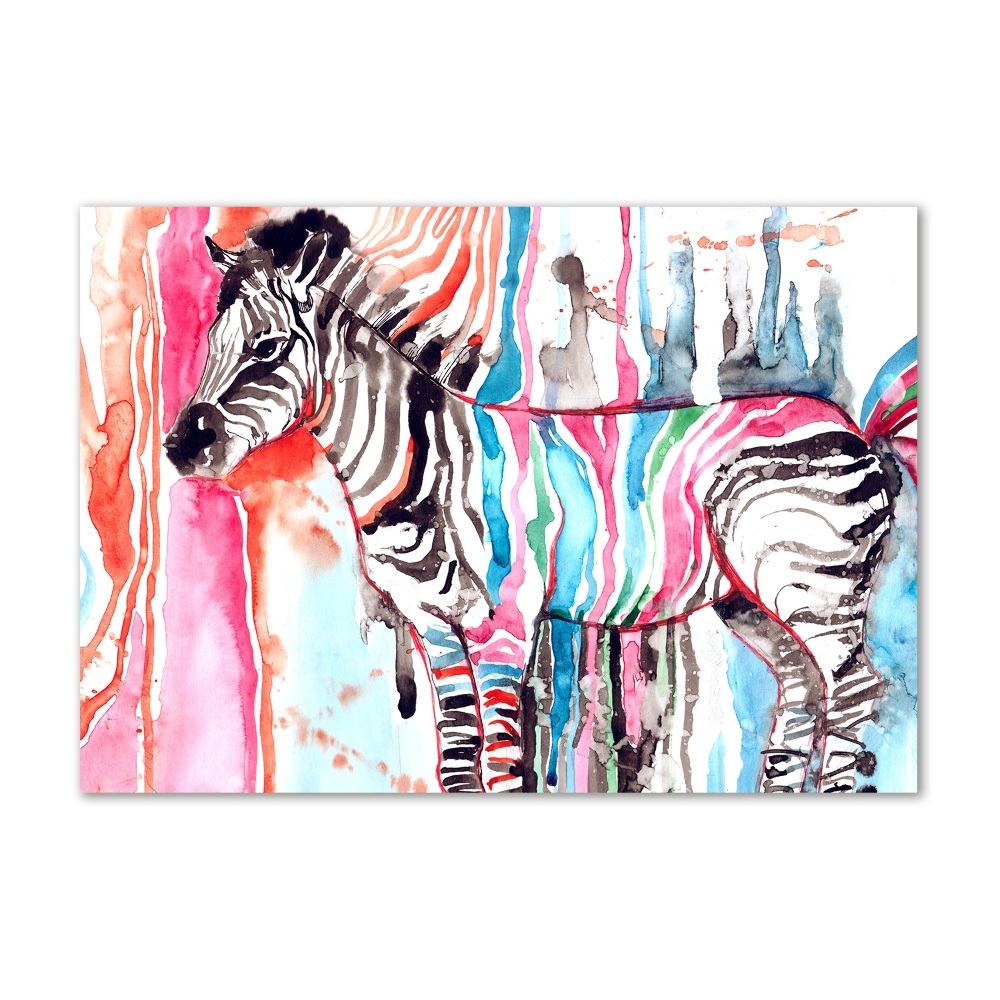 Wall art on glass Colorful zebra