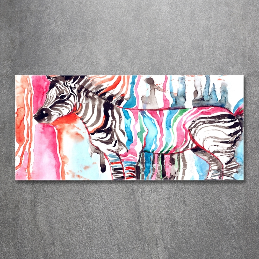 Wall art on glass Colorful zebra