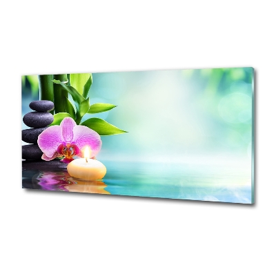 Wall art on glass Orchid bamboo