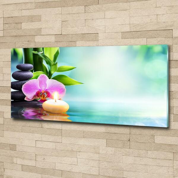 Wall art on glass Orchid bamboo