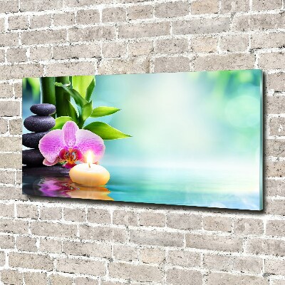 Wall art on glass Orchid bamboo