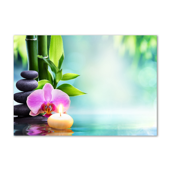 Wall art on glass Orchid bamboo