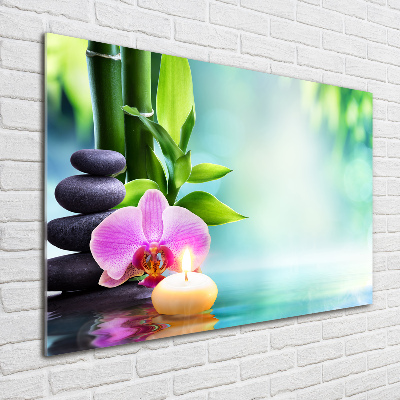 Wall art on glass Orchid bamboo