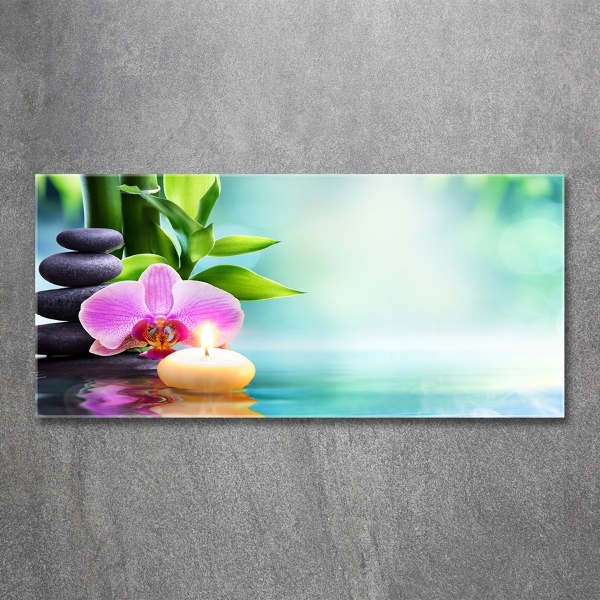 Wall art on glass Orchid bamboo