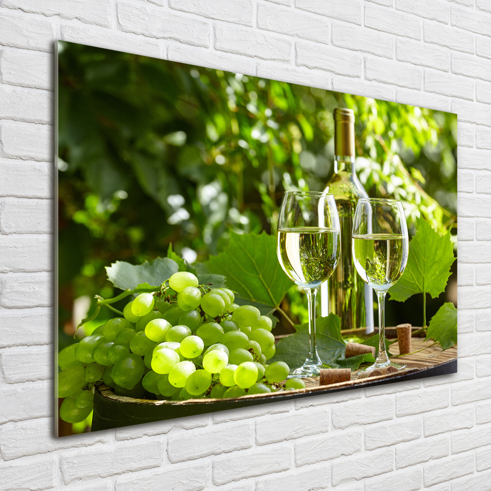 Wall art on glass White wine and fruit