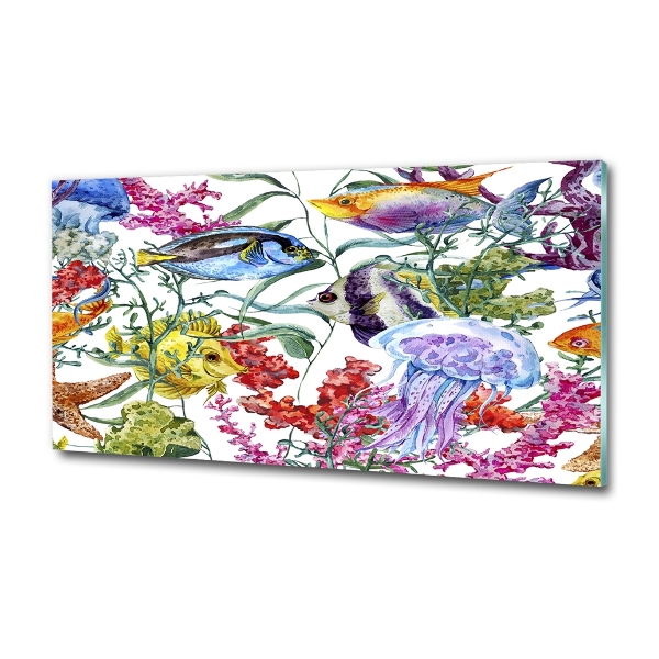 Glass picture wall art Coral reef