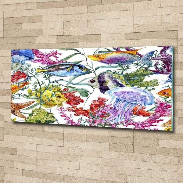 Glass picture wall art Coral reef