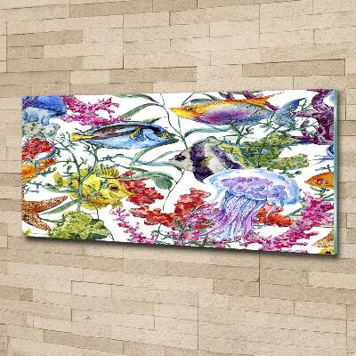 Glass picture wall art Coral reef