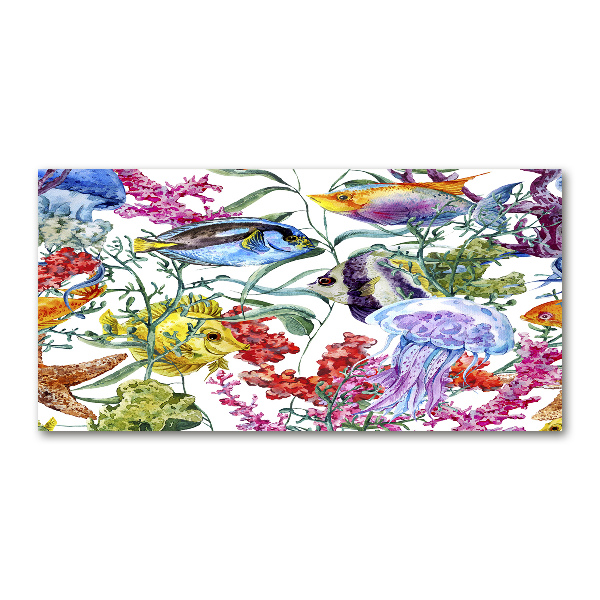 Glass picture wall art Coral reef