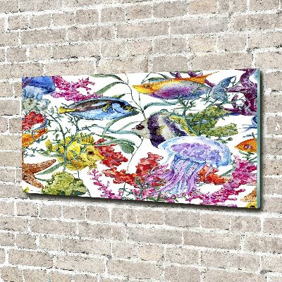 Glass picture wall art Coral reef