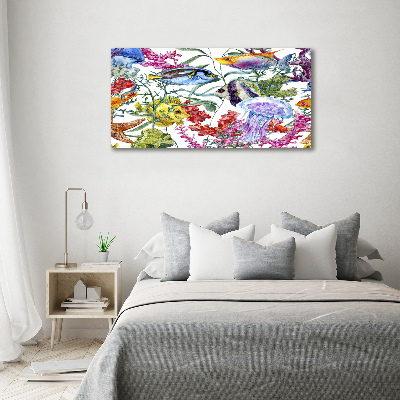 Glass picture wall art Coral reef