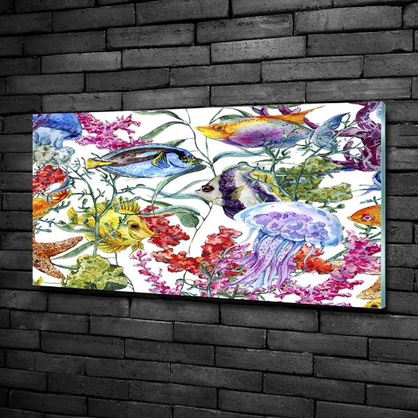 Glass picture wall art Coral reef