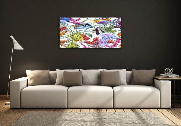 Glass picture wall art Coral reef