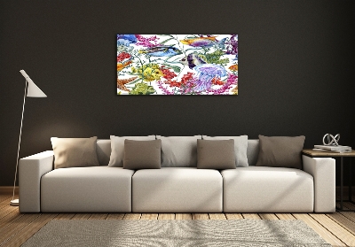 Glass picture wall art Coral reef