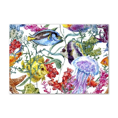 Glass picture wall art Coral reef