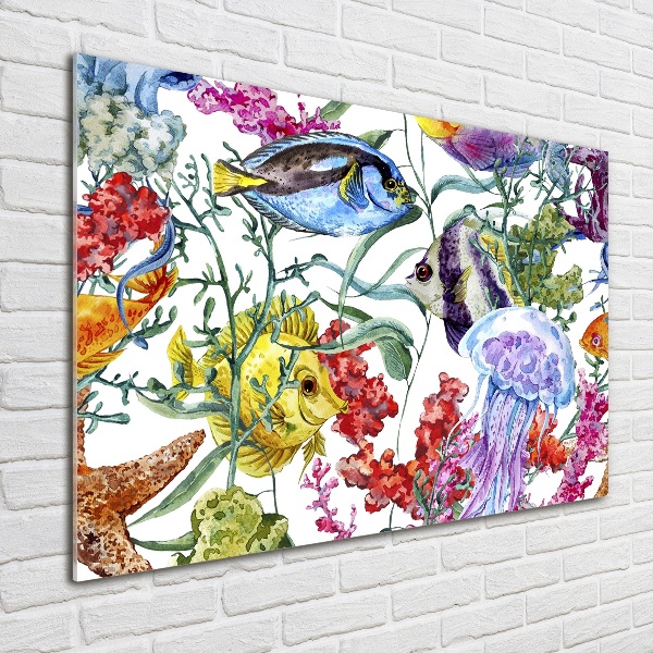 Glass picture wall art Coral reef