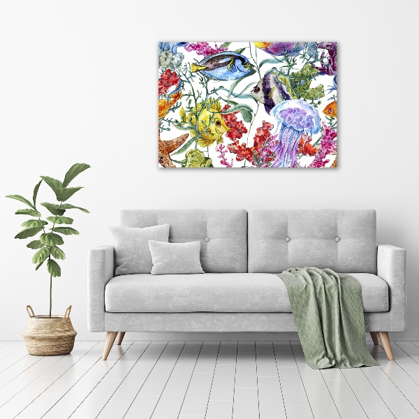 Glass picture wall art Coral reef